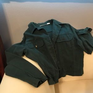 Hunter green lightweight denim jacket